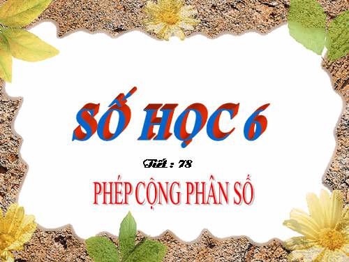 Chương III. §7. Phép cộng phân số