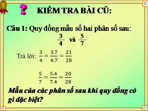 Chương III. §5. Quy đồng mẫu nhiều phân số