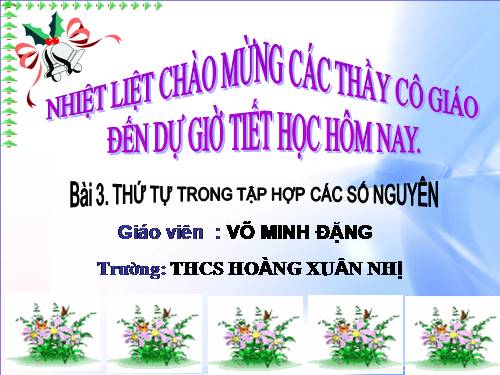 Chương II. §3. Thứ tự trong tập hợp các số nguyên