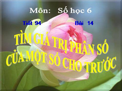 Chương III. §14. Tìm giá trị phân số của một số cho trước