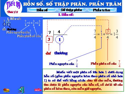 Chương III. §13. Hỗn số. Số thập phân. Phần trăm