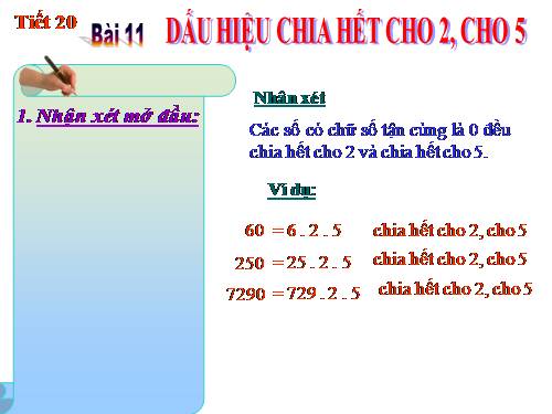 Chương I. §11. Dấu hiệu chia hết cho 2, cho 5