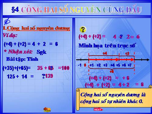 Chương II. §4. Cộng hai số nguyên cùng dấu