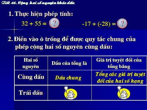 Chương II. §5. Cộng hai số nguyên khác dấu