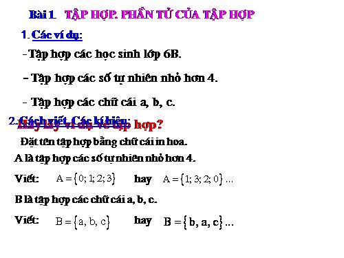 Chương I. §1. Tập hợp. Phần tử của tập hợp