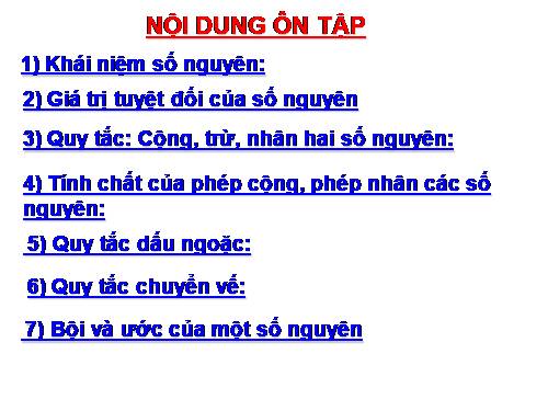 Ôn tập Chương II. Số nguyên