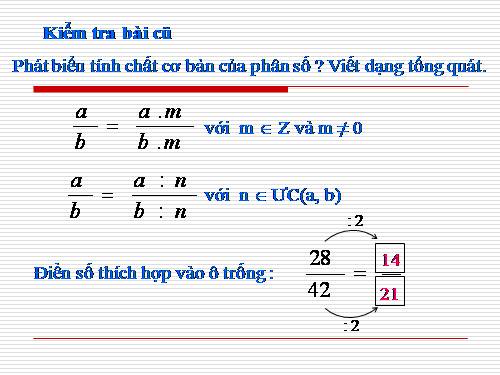 Chương III. §4. Rút gọn phân số