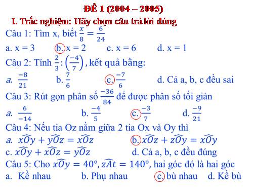 Các bài Luyện tập