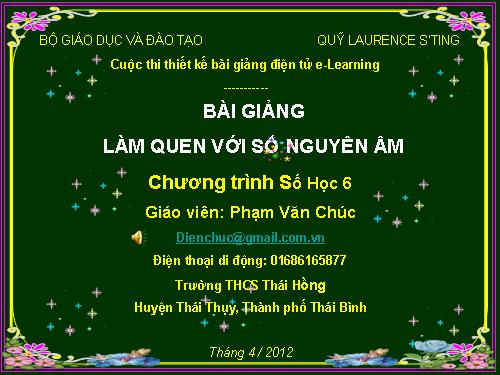 Chương II. §1. Làm quen với số nguyên âm