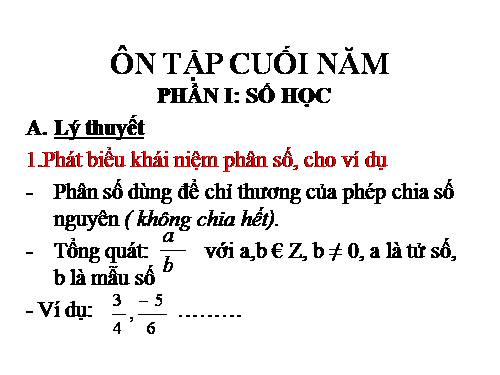 Ôn tập Cuối năm phần Số học