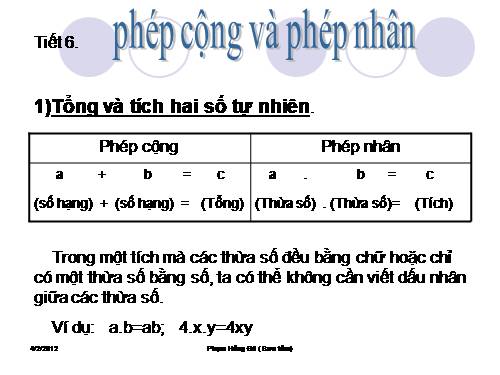 Chương I. §5. Phép cộng và phép nhân