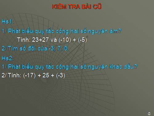 Chương II. §5. Cộng hai số nguyên khác dấu