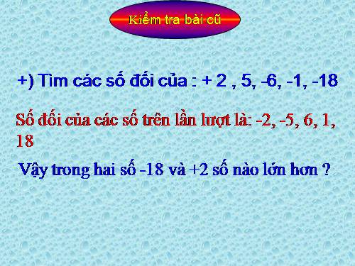 Chương II. §3. Thứ tự trong tập hợp các số nguyên