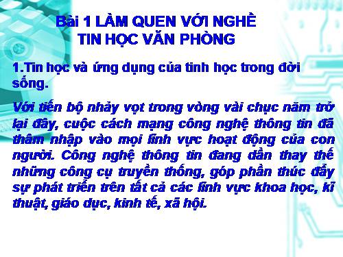 GIÁO ÁN NGHỀ TIN HỌC VĂN PHÒNG