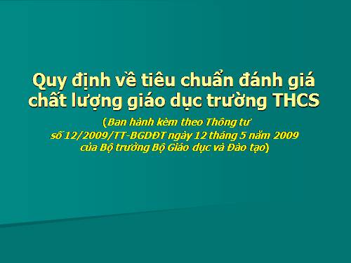 Bộ chuẩn tự đánh giá THCS