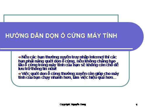 HƯỚNG DẪN DỌN Ổ CỨNG