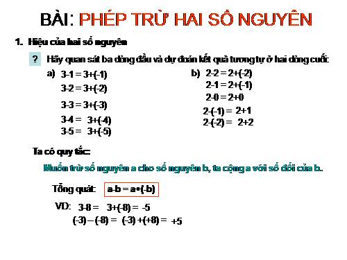 Chương II. §7. Phép trừ hai số nguyên