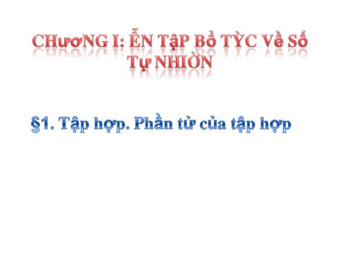 Chương I. §1. Tập hợp. Phần tử của tập hợp