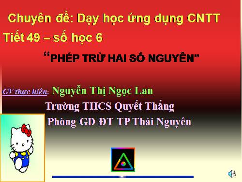 Chương II. §7. Phép trừ hai số nguyên