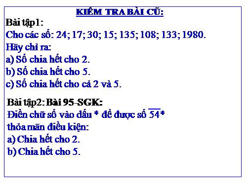 Các bài Luyện tập