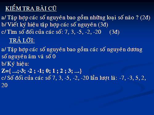 Chương II. §3. Thứ tự trong tập hợp các số nguyên