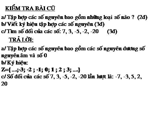 Chương II. §3. Thứ tự trong tập hợp các số nguyên