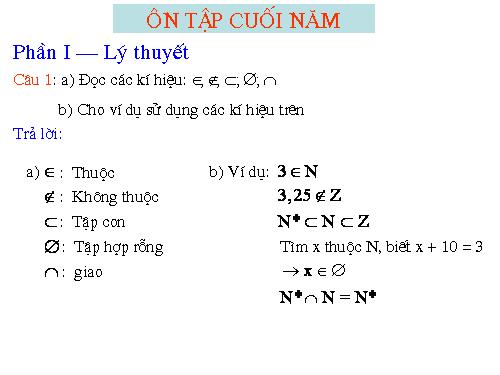 Ôn tập Cuối năm phần Số học