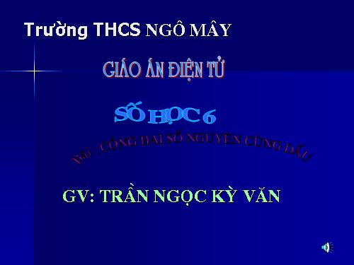 Chương II. §4. Cộng hai số nguyên cùng dấu