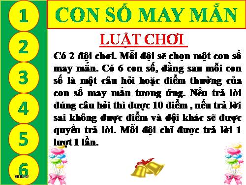 TRÒ CHƠI LỊCH SỬ- CON SỐ MAY MẮN