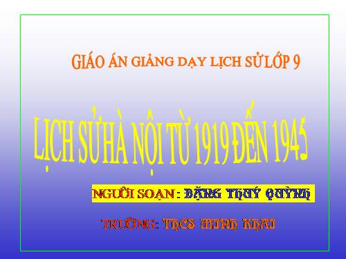 Lịch sử: lịch sử Hà Nội từ 1919 đến 1945