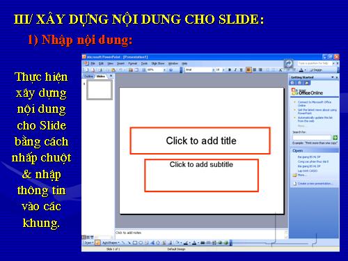 Tin học: STGT xây dựng ND Slide bằng PP.