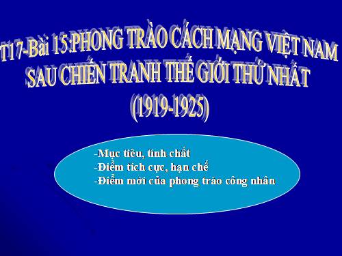 Bài 15. Phong trào cách mạng Việt Nam sau Chiến tranh thế giới thứ nhất (1919 -1925)