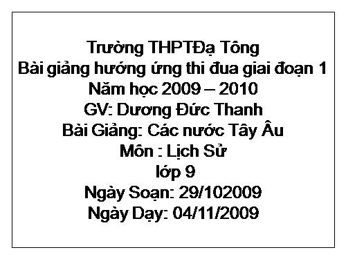 Bài 10. Các nước Tây Âu