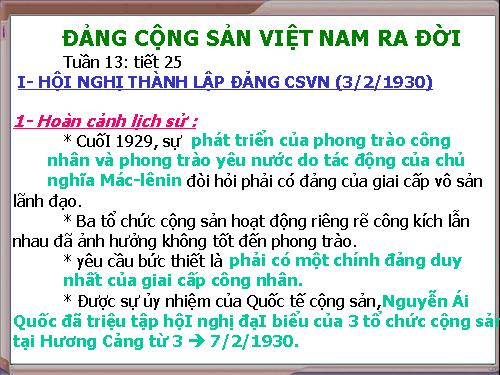 Bài 18. Đảng Cộng sản Việt Nam ra đời