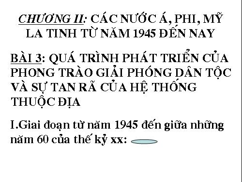 Bài 3. Quá trình phát triển của phong trào giải phóng dân tộc và sự tan rã của hệ thống thuộc địa