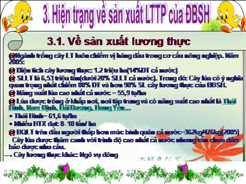 hiện trạng SXLTTP Ở ĐBSH