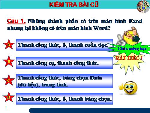 Bài 2. Các thành phần chính và dữ liệu trên trang tính