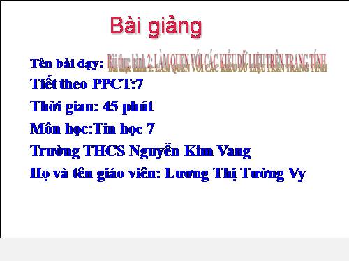 Bài thực hành 2. Làm quen với các kiểu dữ liệu trên trang tính