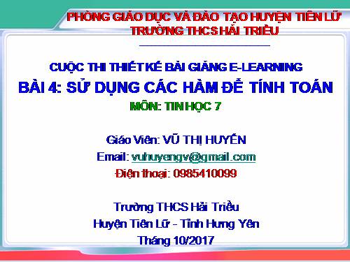 Bài 4. Sử dụng các hàm để tính toán