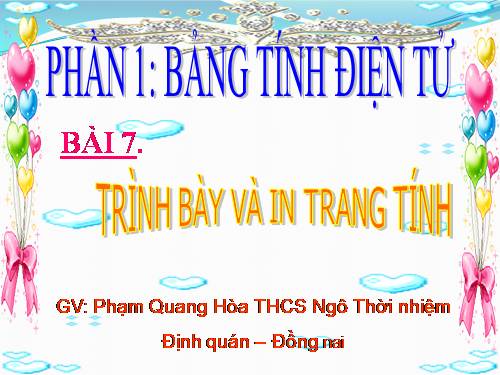 Bài 7. Trình bày và in trang tính