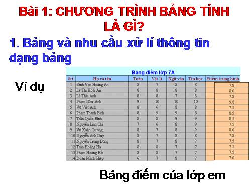 Bài 1. Chương trình bảng tính là gì?