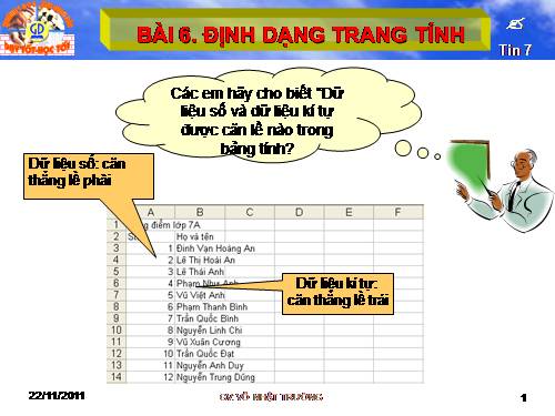 Bài 6. Định dạng trang tính