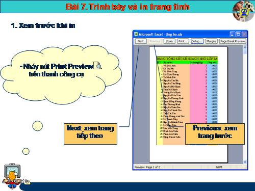 Bài 7. Trình bày và in trang tính