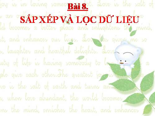 Bài 8. Sắp xếp và lọc dữ liệu