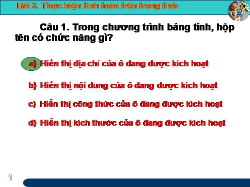 Bài 3. Thực hiện tính toán trên trang tính