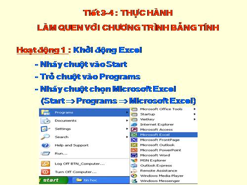 Bài thực hành 1. Làm quen với chương trình bảng tính Excel