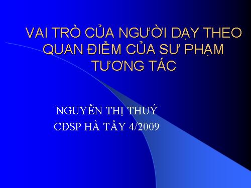 vai trò của người dạy