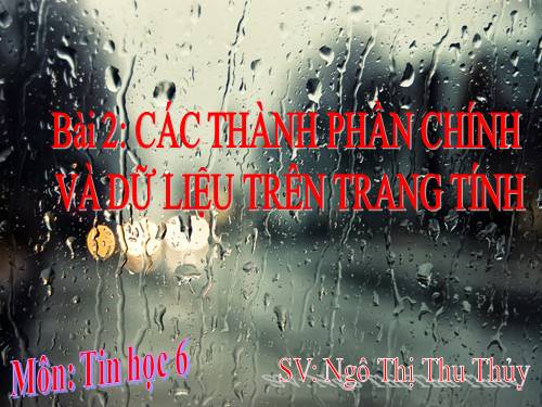 Bài 2. Các thành phần chính và dữ liệu trên trang tính