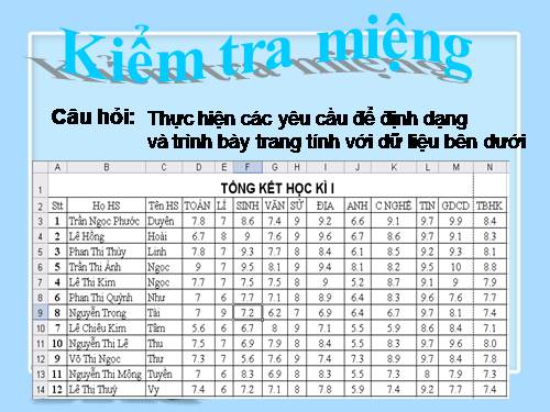 Bài 8. Sắp xếp và lọc dữ liệu