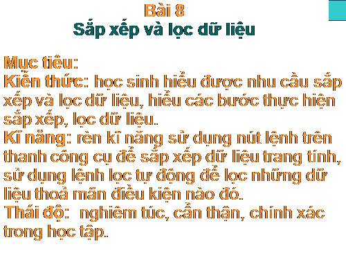 Bài 8. Sắp xếp và lọc dữ liệu